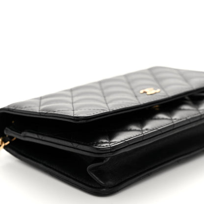 Chanel Lambskin Quilted Wallet On Chain WOC Black 10 of 12