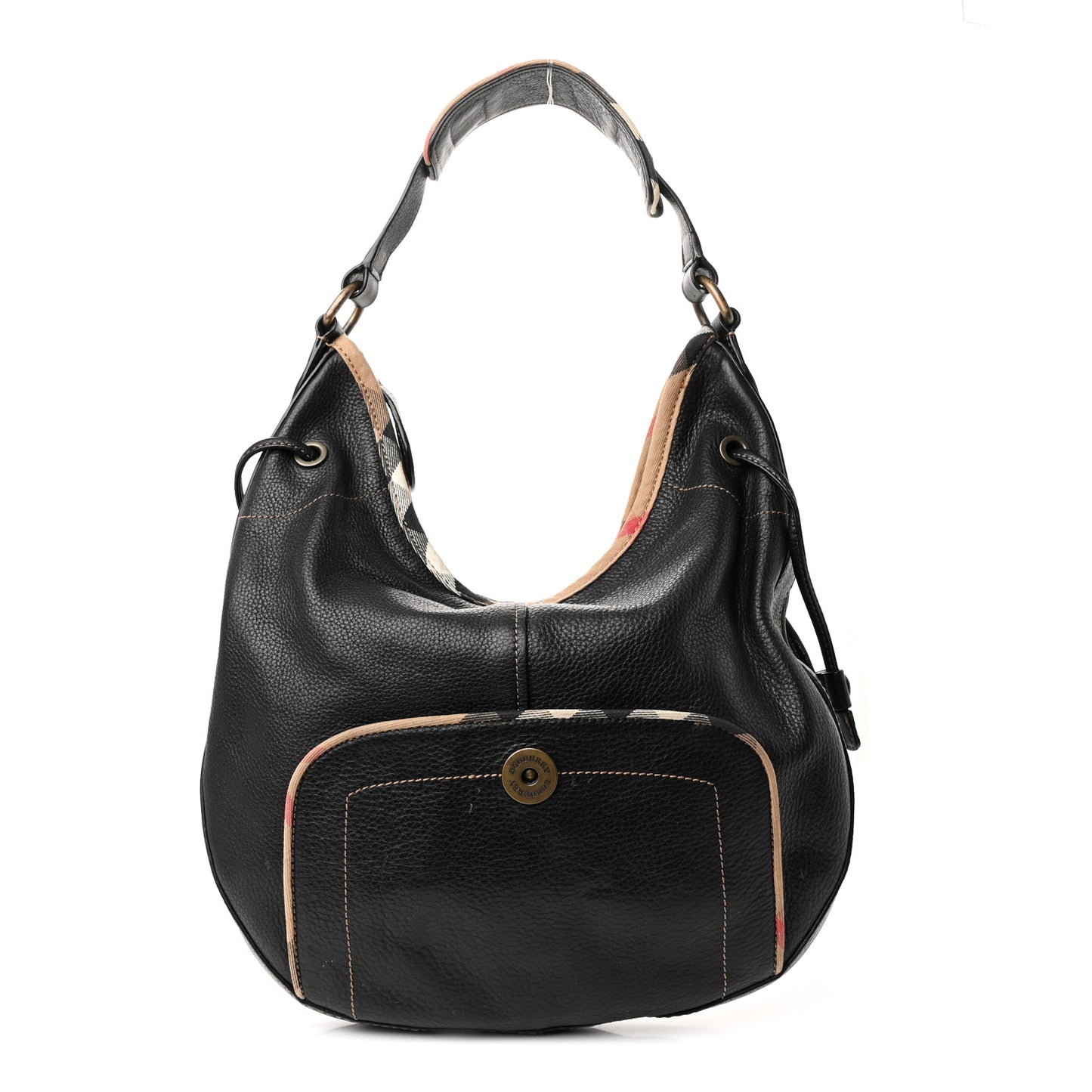 Calfskin Nova Check Trim Hobo Black