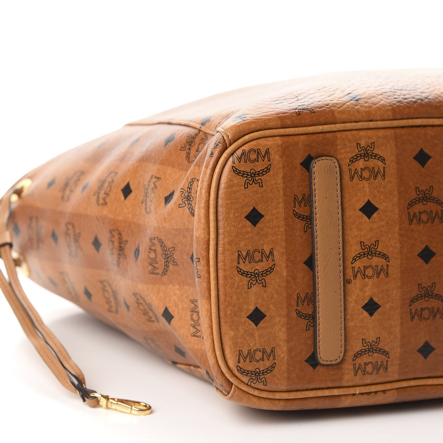 Striped Visetos Large Shopper Tote Cognac