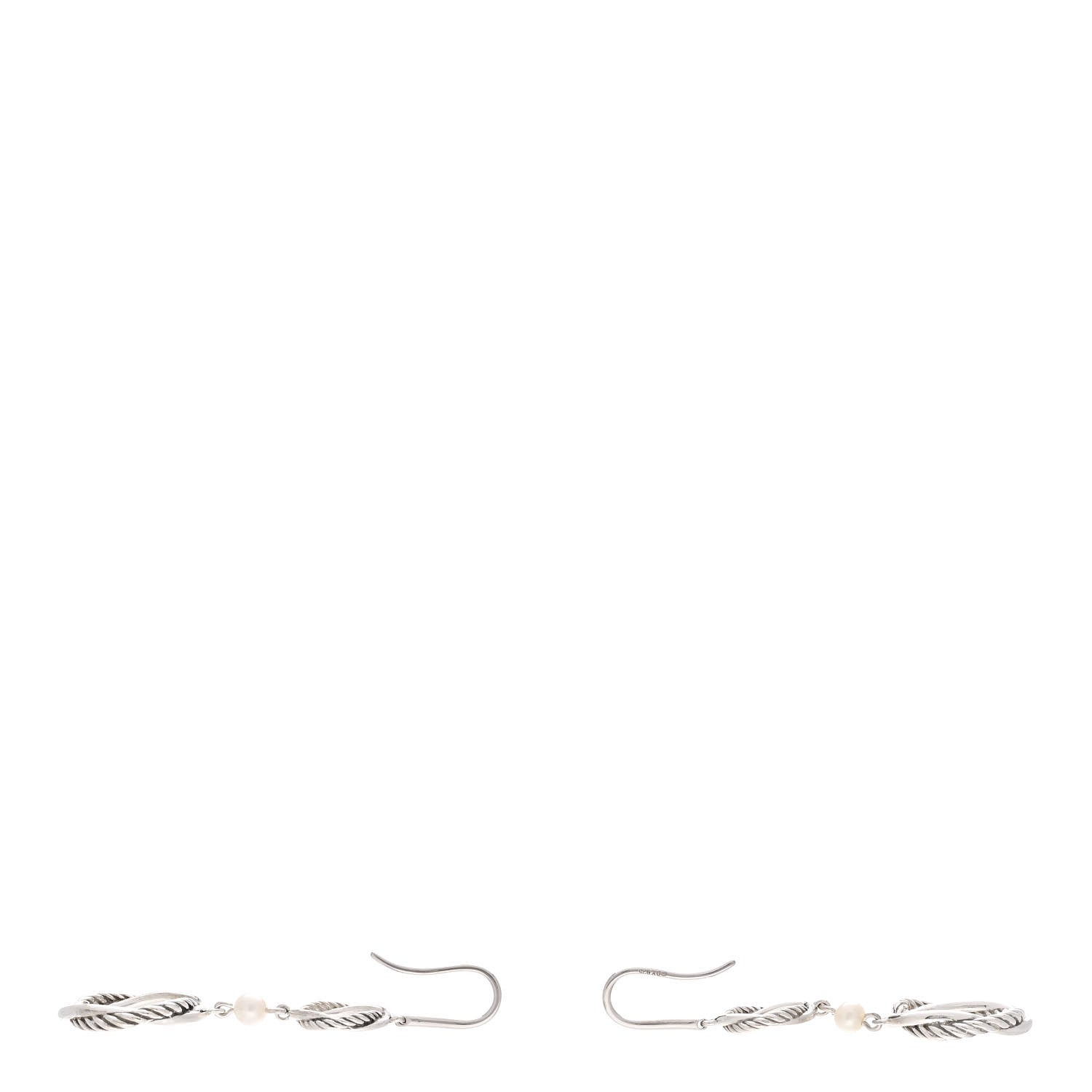 David Yurman Sterling Silver Pearl Infinity Drop Earrings 3 of 4