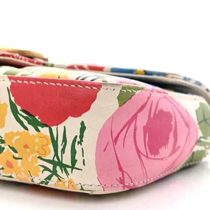 Gucci X KEN SCOTT Calfskin Matelasse Floral Print Super Mini GG Marmont Shoulder Bag Ivory Pink 10 of 15