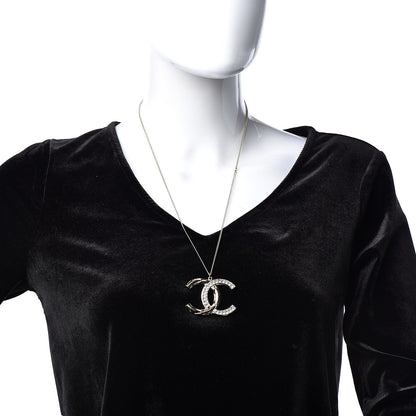 Chanel Crystal Quilted CC Pendant Necklace Gold 2 of 4