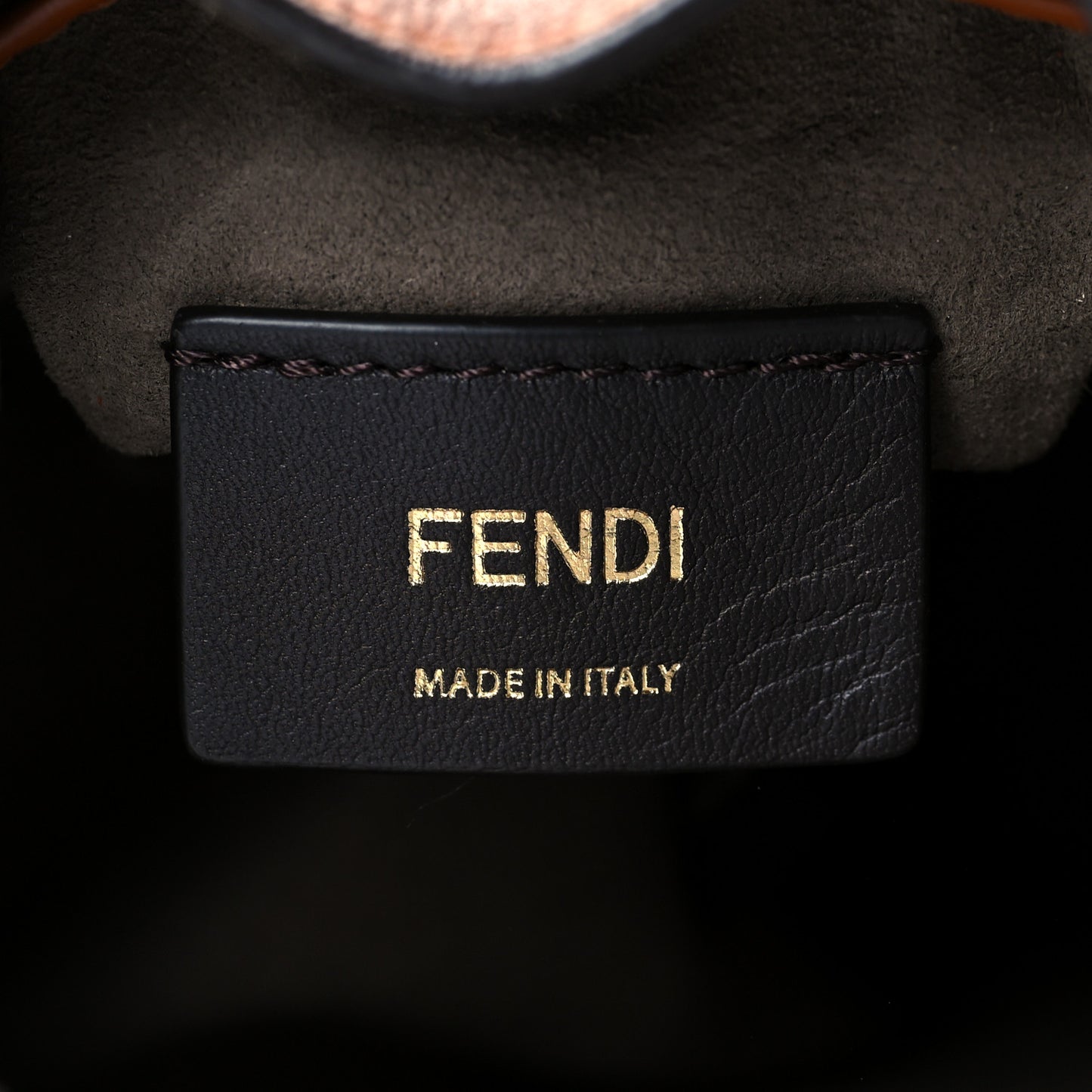 Vitello King F is Fendi Logo Embossed Mini Mon Tresor Bucket Bag Cuoio