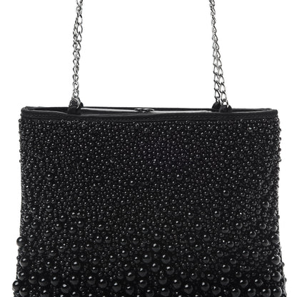Chanel Satin Beaded CC Evening Bag Black 10 of 12