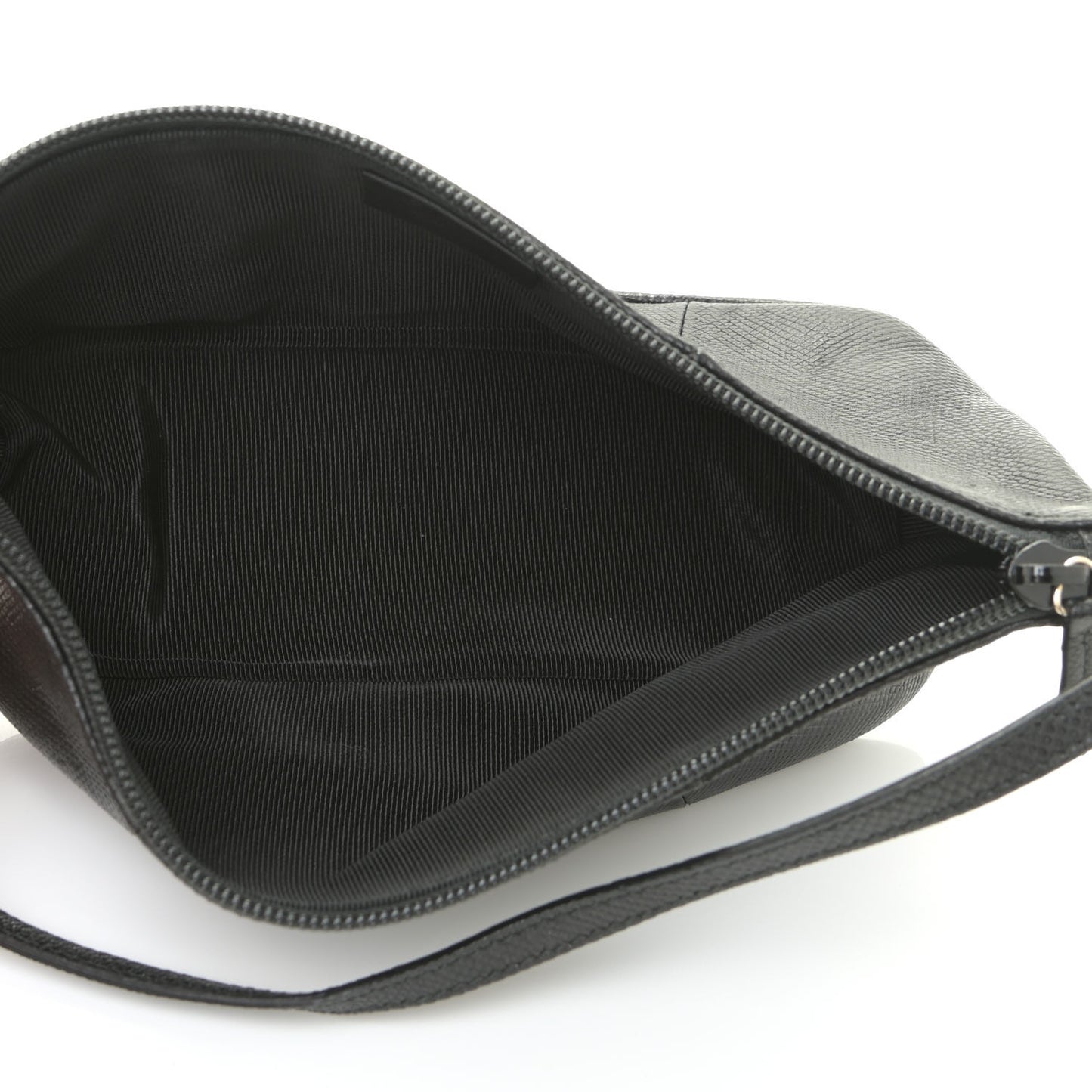 Calfskin Lizard Embossed Boat Pochette Black