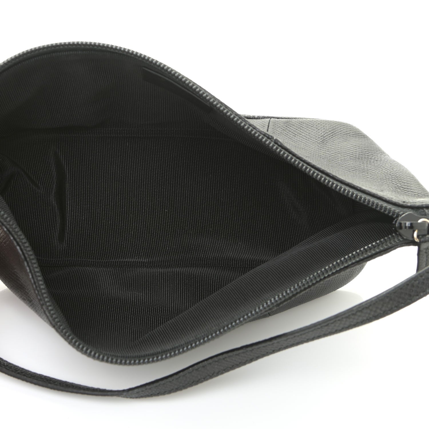 Gucci Calfskin Lizard Embossed Boat Pochette Black 5 of 15