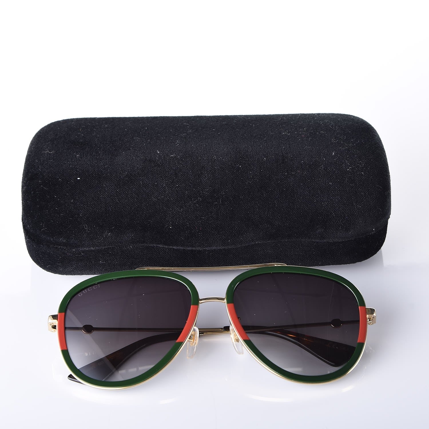 Gucci Web Aviator Sunglasses GG0062S Green Red 8 of 8
