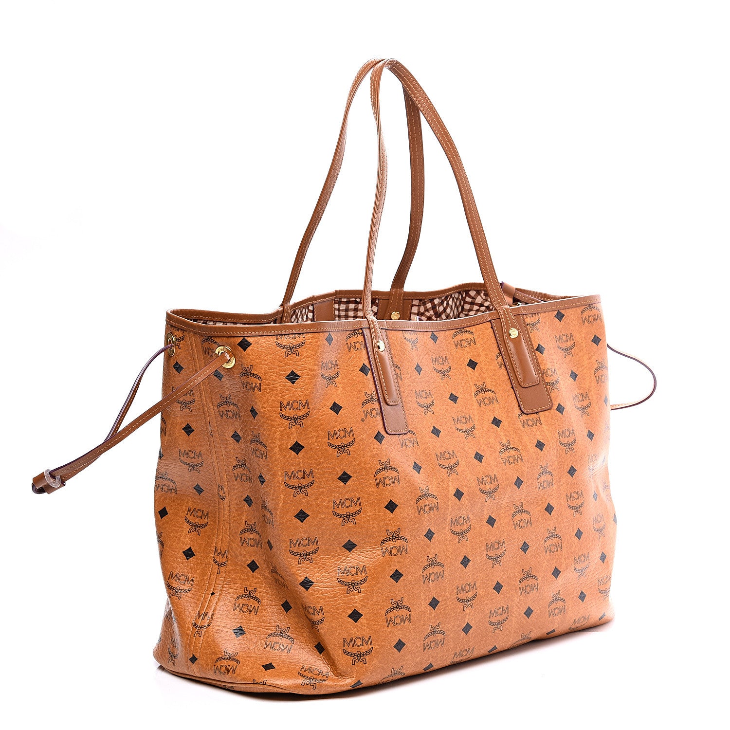 MCM Visetos Large Liz Reversible Shopper Tote Cognac 2 of 8