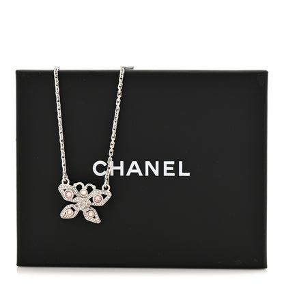 Chanel Crystal Butterfly CC Necklace Silver 5 of 5