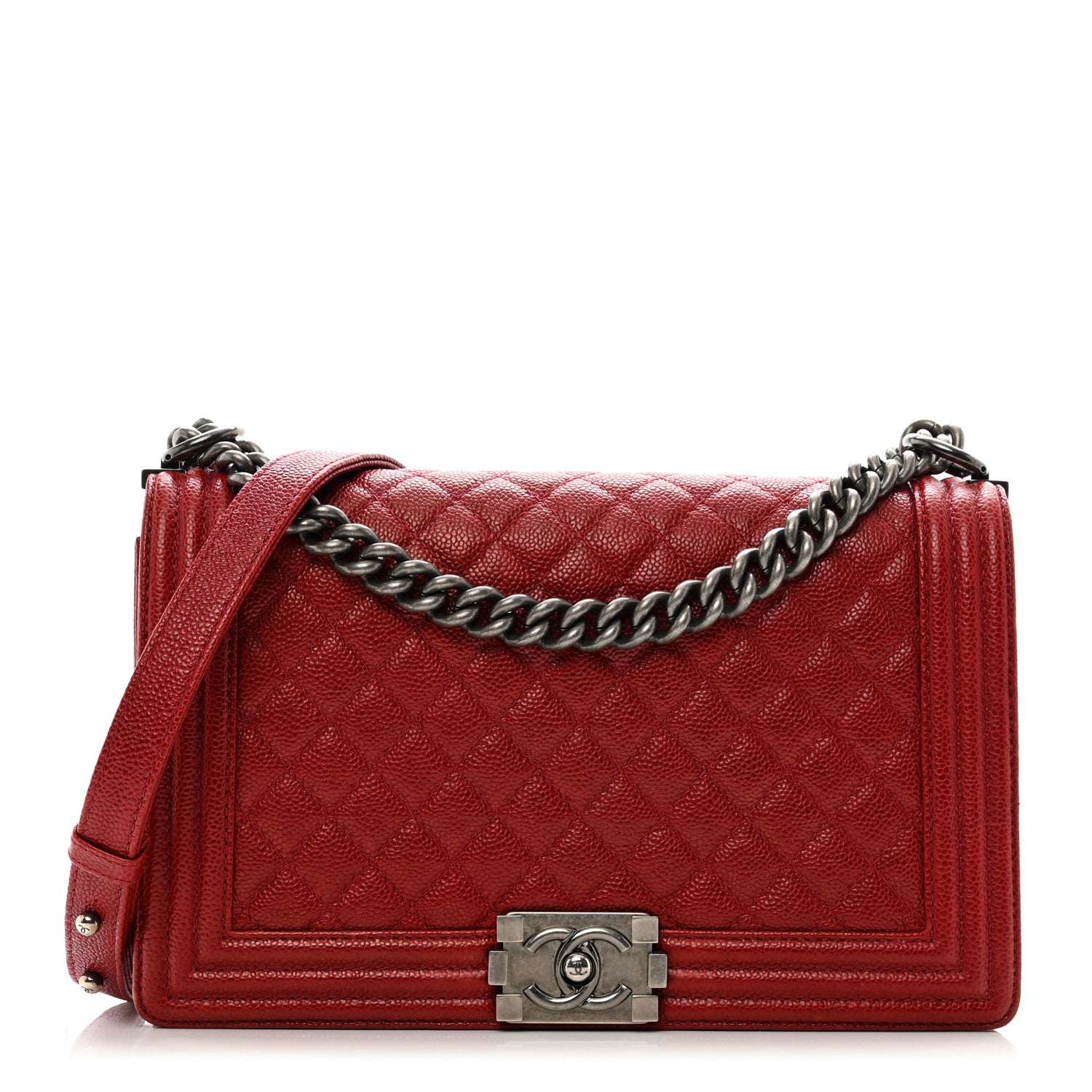 Chanel Caviar Quilted New Medium Boy Flap Dark Red 1 of 10