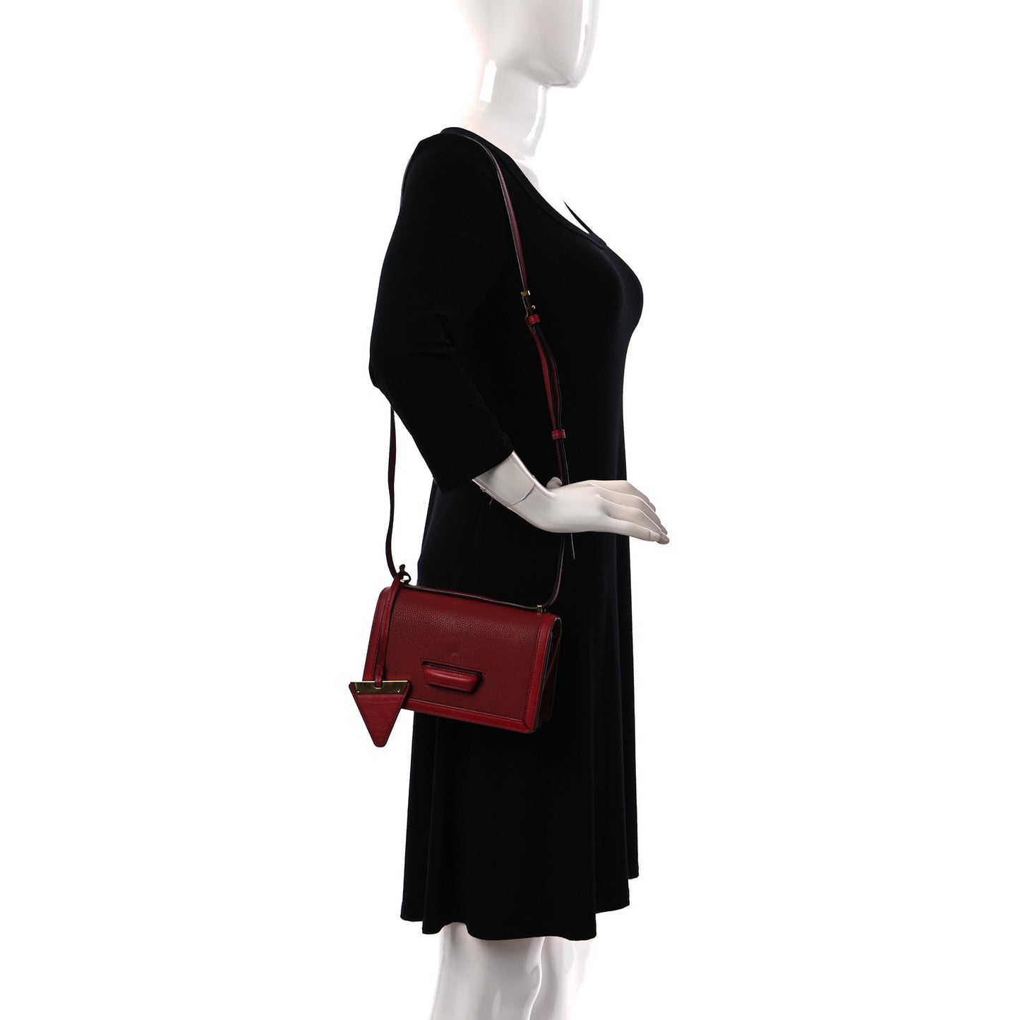 Calfskin Small Barcelona Shoulder Bag Dark Red