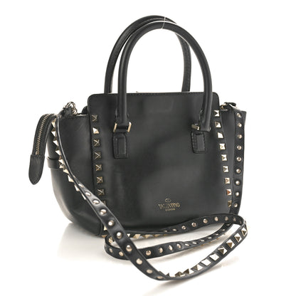 Valentino Garavani Vitello Mini Rockstud Double Handle Tote Black 2 of 10