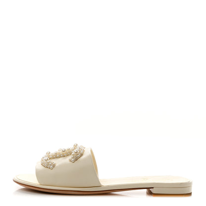 Chanel Calfskin Pearl CC Mules 37 Ivory 1 of 9