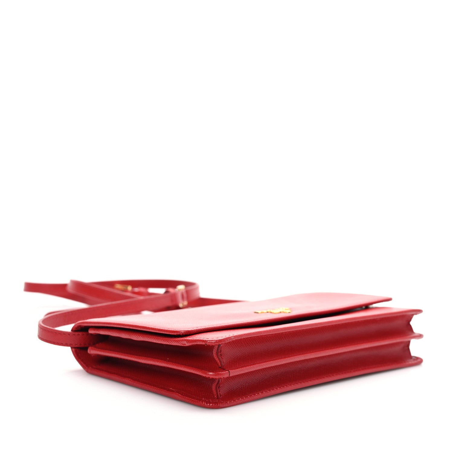 Prada Saffiano Metal Flap Wallet With Strap Fuoco 4 of 13
