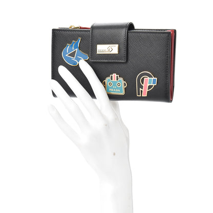 Prada Saffiano Smalto Robot Small Wallet Black Fuocco 2 of 6