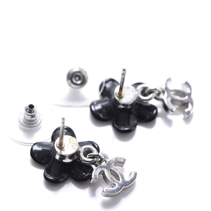 Chanel Enamel Crystal CC Camellia Drop Earrings Black 4 of 4