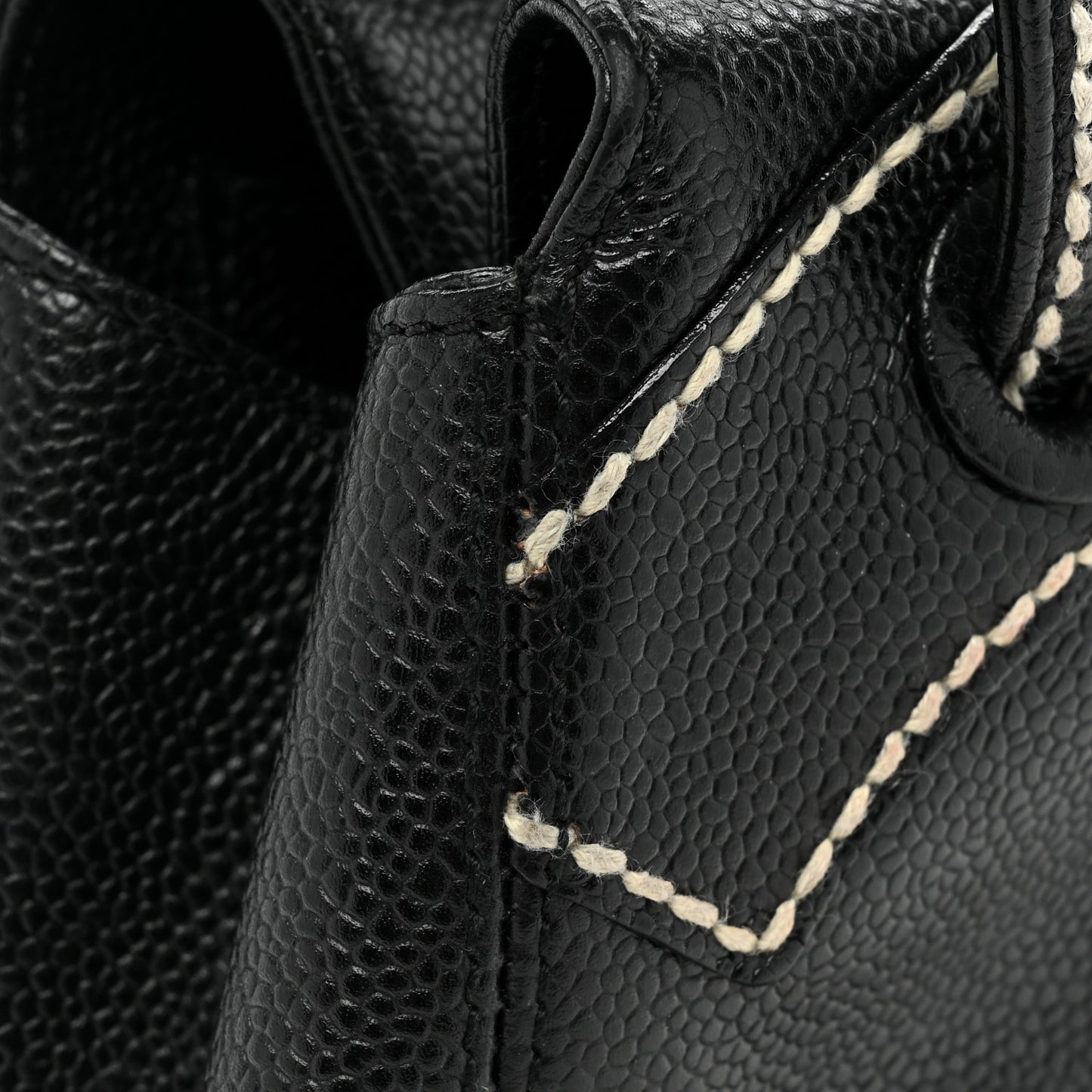 Caviar CC Stitched Small Tote Black