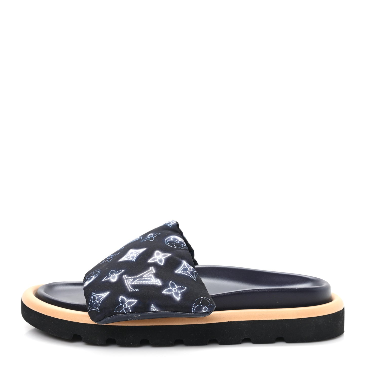 Nylon Monogram Womens Pool Pillow Comfort Mules 39 Navy Blue