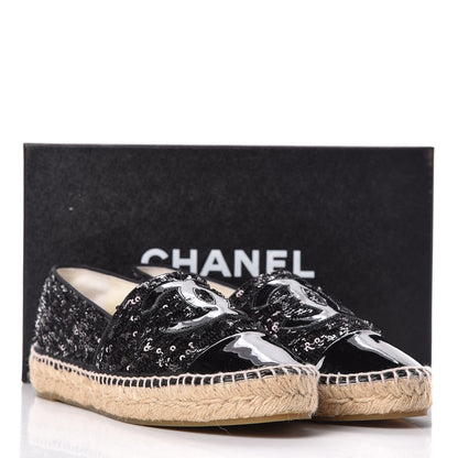 Chanel Patent Sequin CC Espadrilles 40 Black 13 of 13