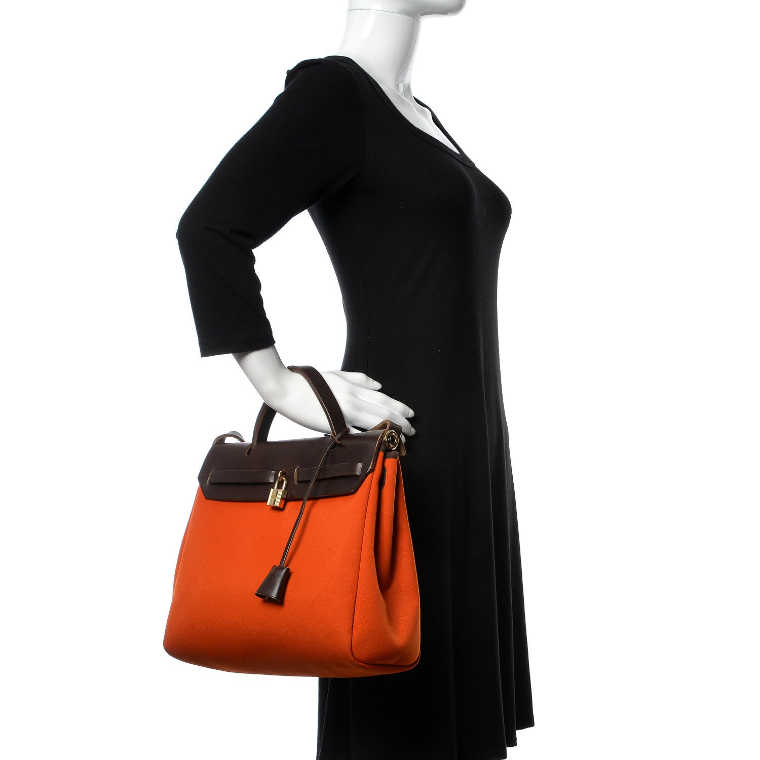 Hermes Toile Vache Calfskin Herbag 30 PM Orange Red 2 of 25