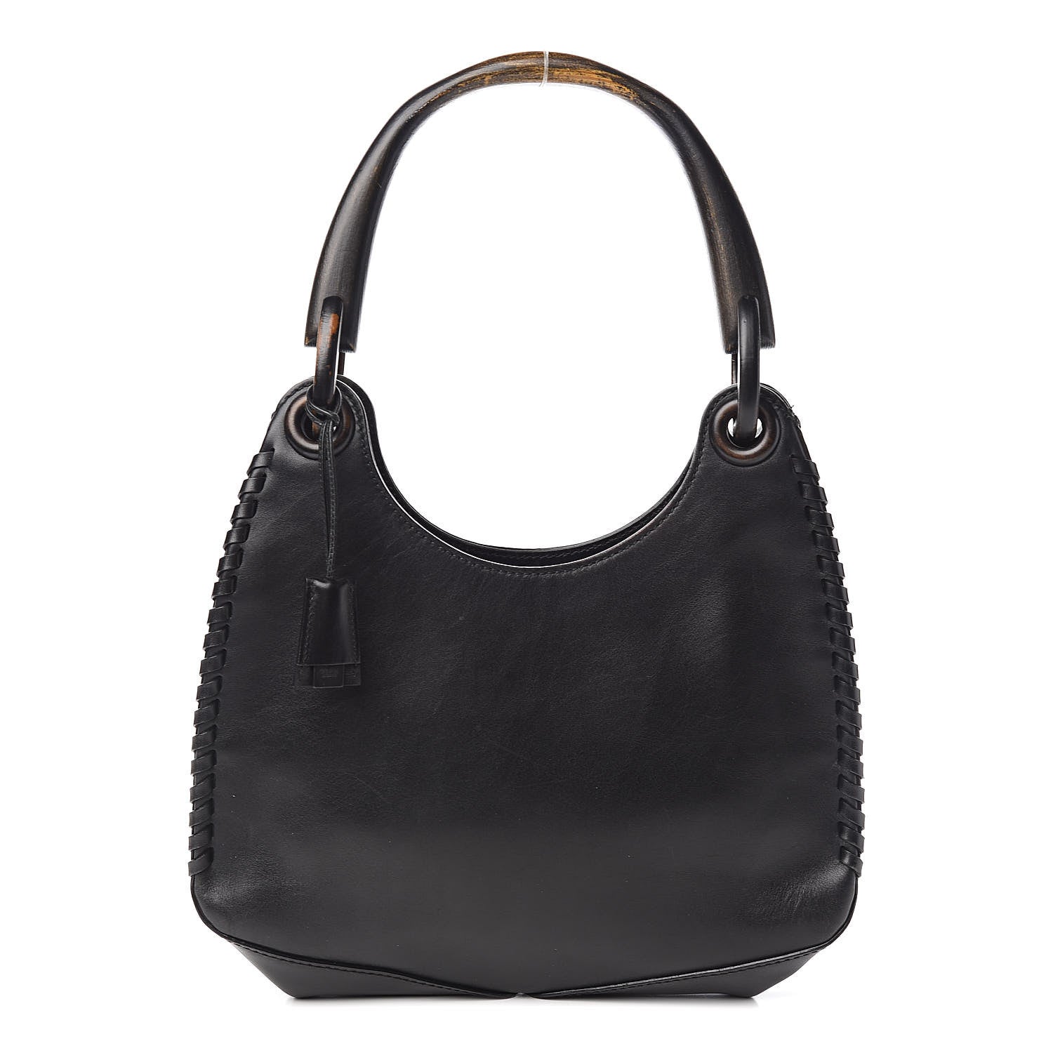 Gucci Calfskin Whipstitch Wooden Handle Small Hobo Black 1 of 11