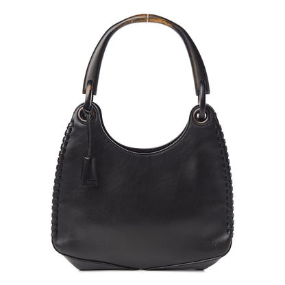 Gucci Calfskin Whipstitch Wooden Handle Small Hobo Black 1 of 11