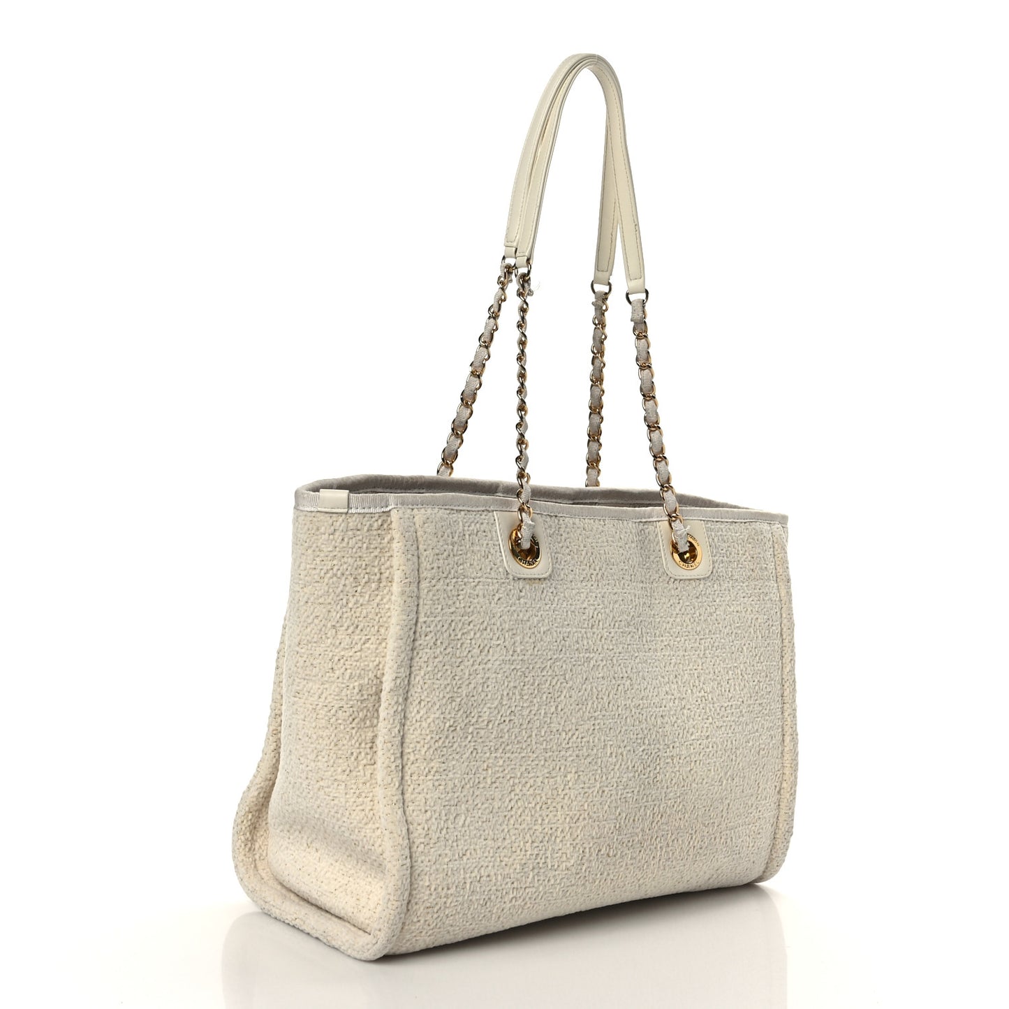 Lurex Boucle Small Deauville Tote White