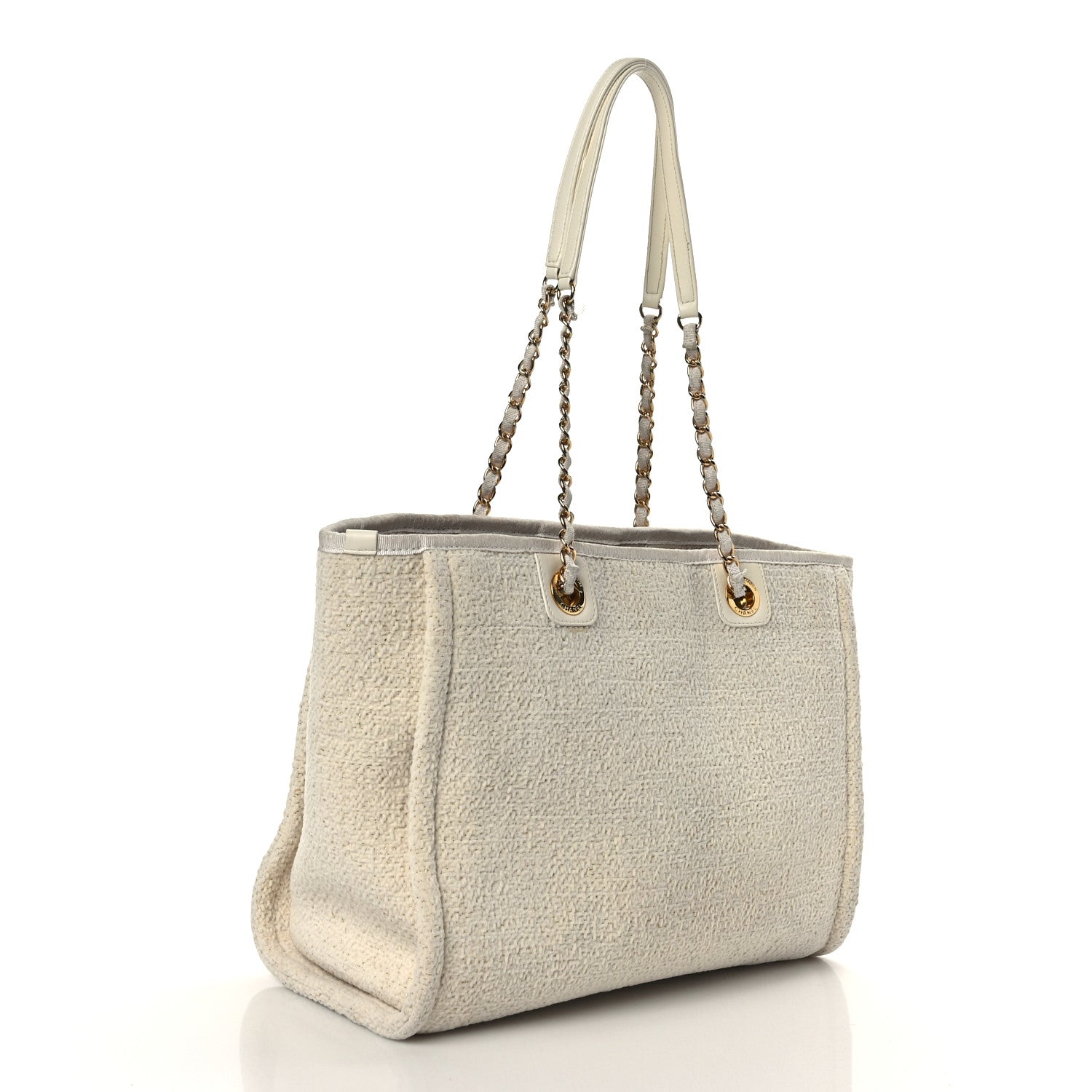 Chanel Lurex Boucle Small Deauville Tote White 3 of 9