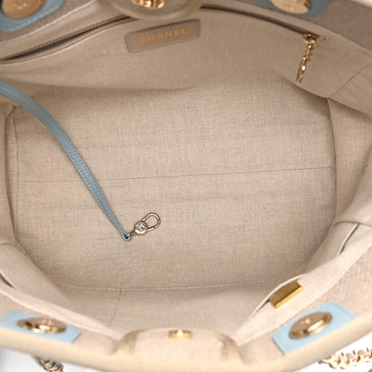 Chanel Mixed Fibers Calfskin Small Deauville Tote Grey Light Blue 7 of 11