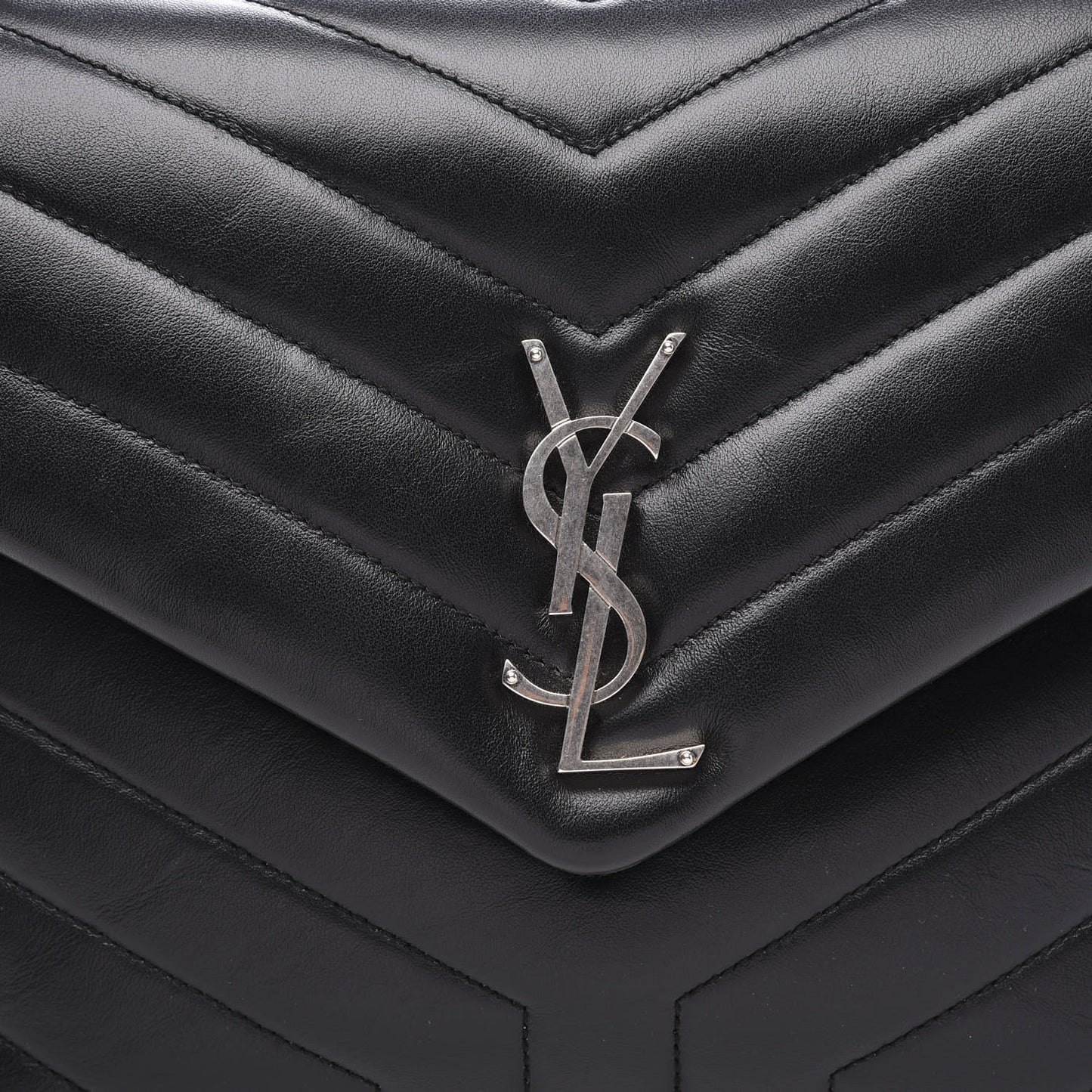 Calfskin Y Quilted Monogram Medium Loulou Chain Satchel Black