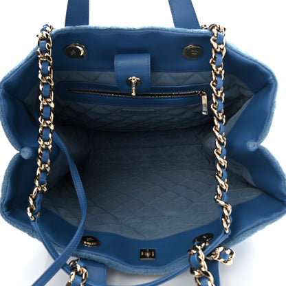 Chanel Terry Cotton Quilted Coco Beach Shopping Tote Blue 6 of 11
