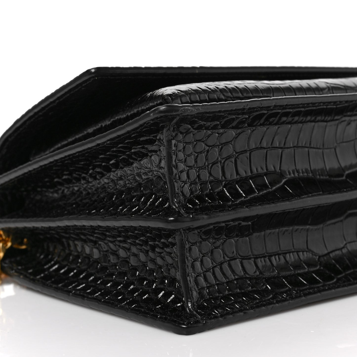 Calfskin Crocodile Embossed Medium Monogram Sunset Black