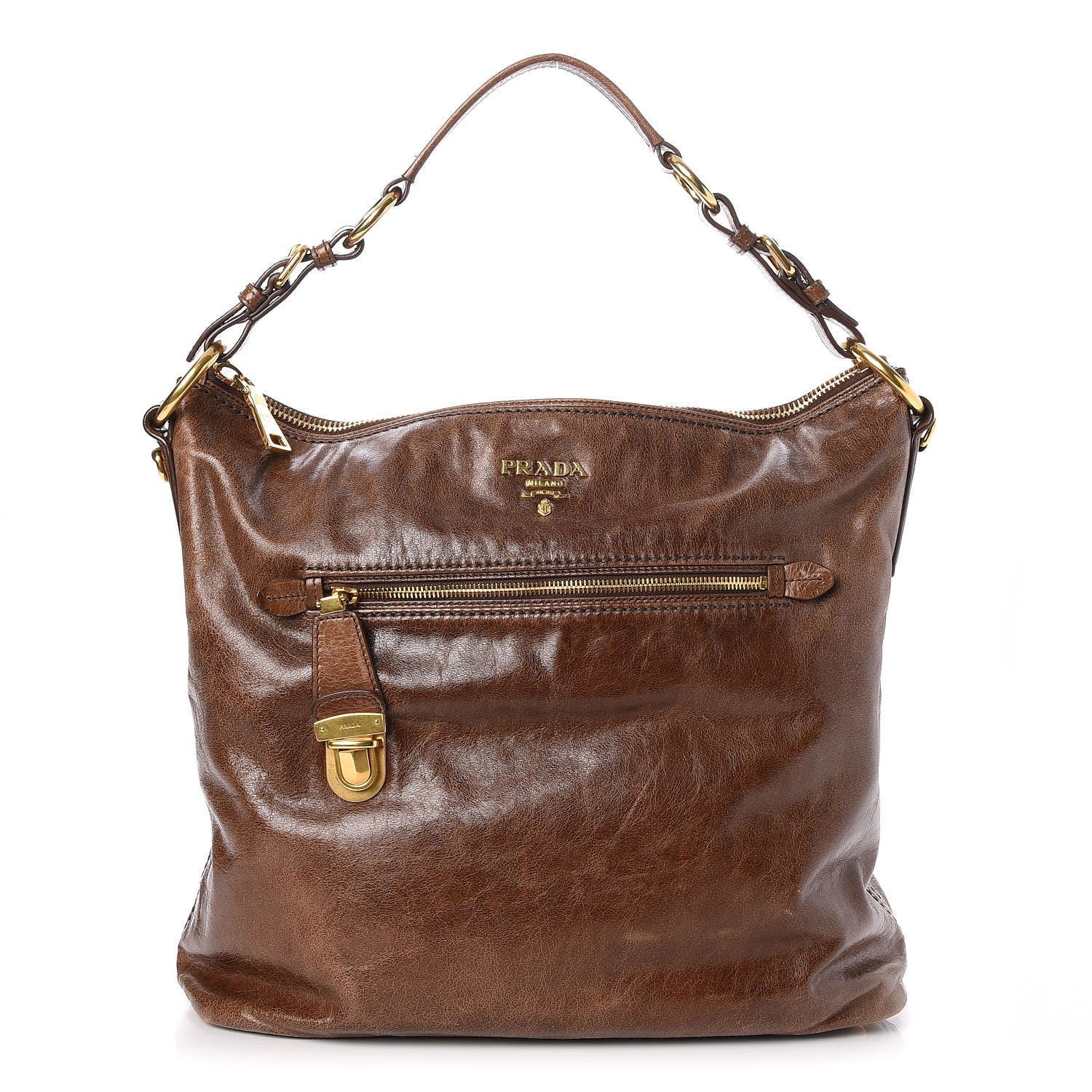 Prada Vitello Shine Hobo Nocciolo 1 of 10