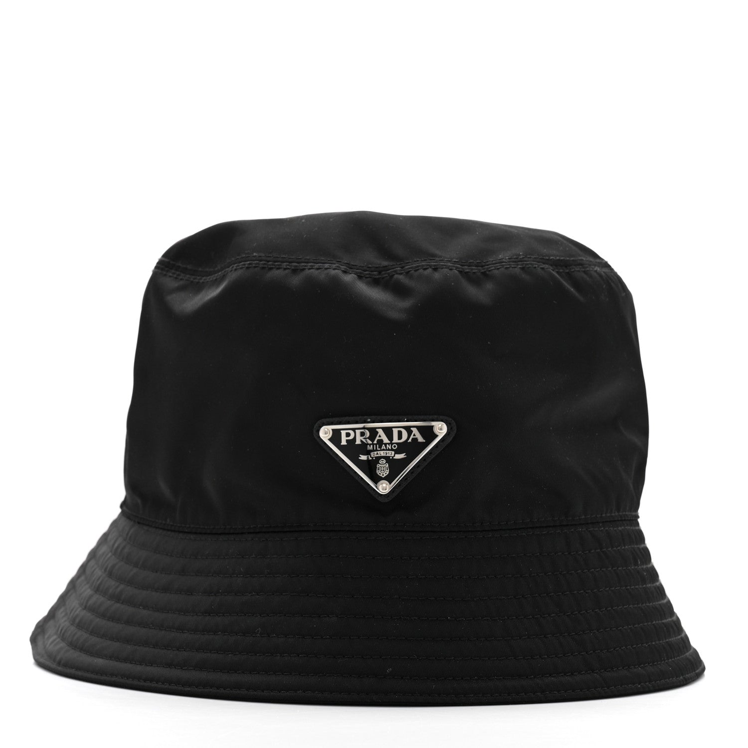 Prada Re-Nylon Metal Triangle Logo Mens Bucket Hat XL Black 3 of 9