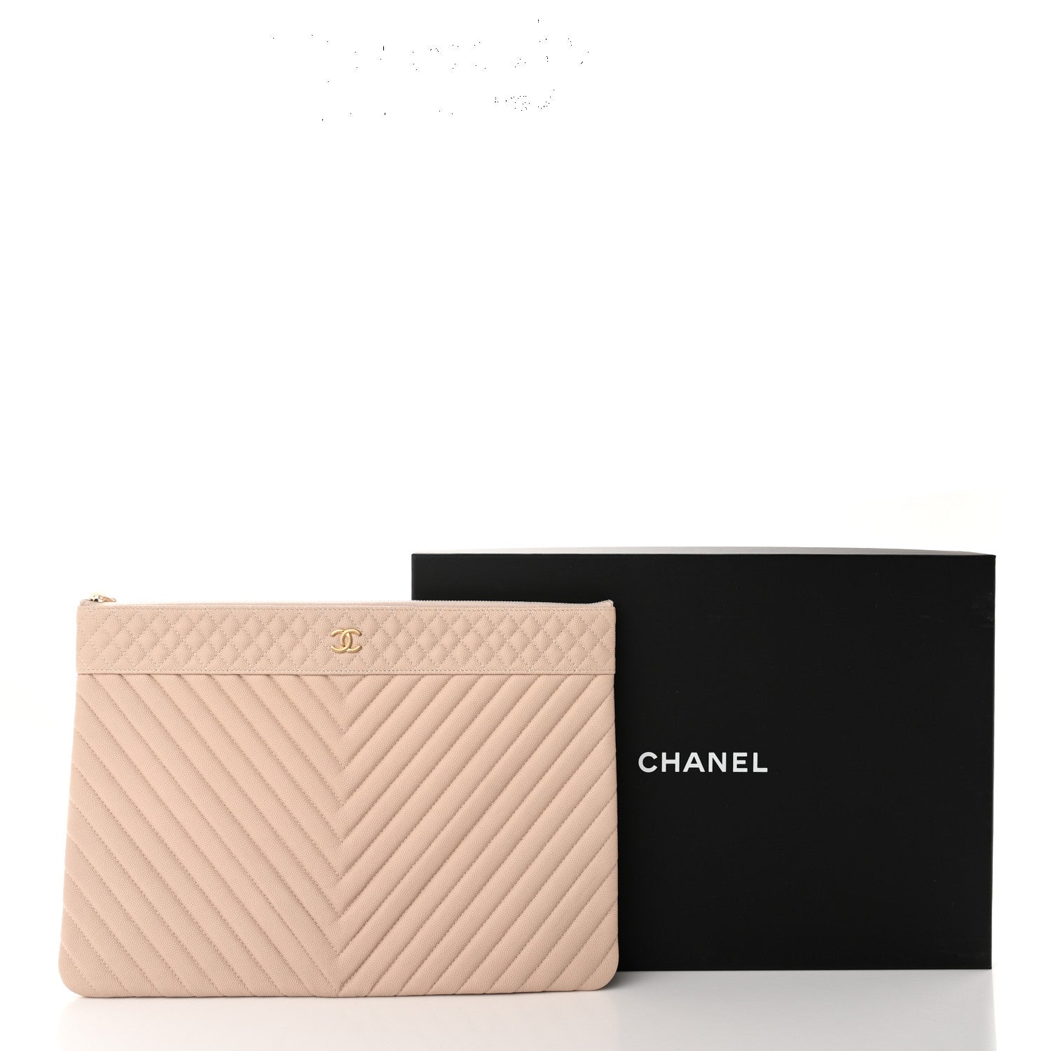 Chanel Caviar Chevron Quilted Large Cosmetic Case Light Pink 11 of 11