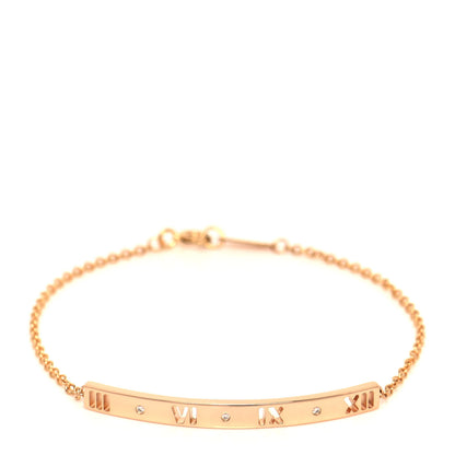 Tiffany 18K Rose Gold Diamond Atlas Bar Pierced Bracelet 1 of 5