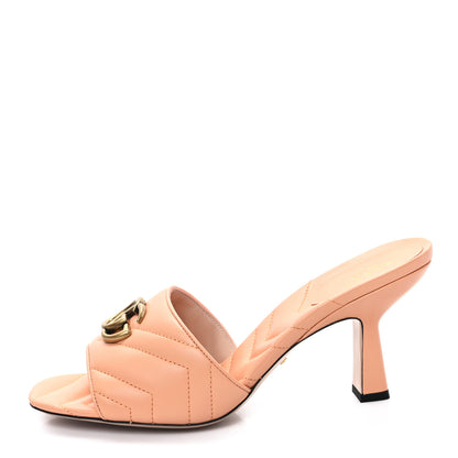 Gucci Nappa Matelasse GG Marmont 75mm Slide Sandals 40 Peachy Chic 1 of 8