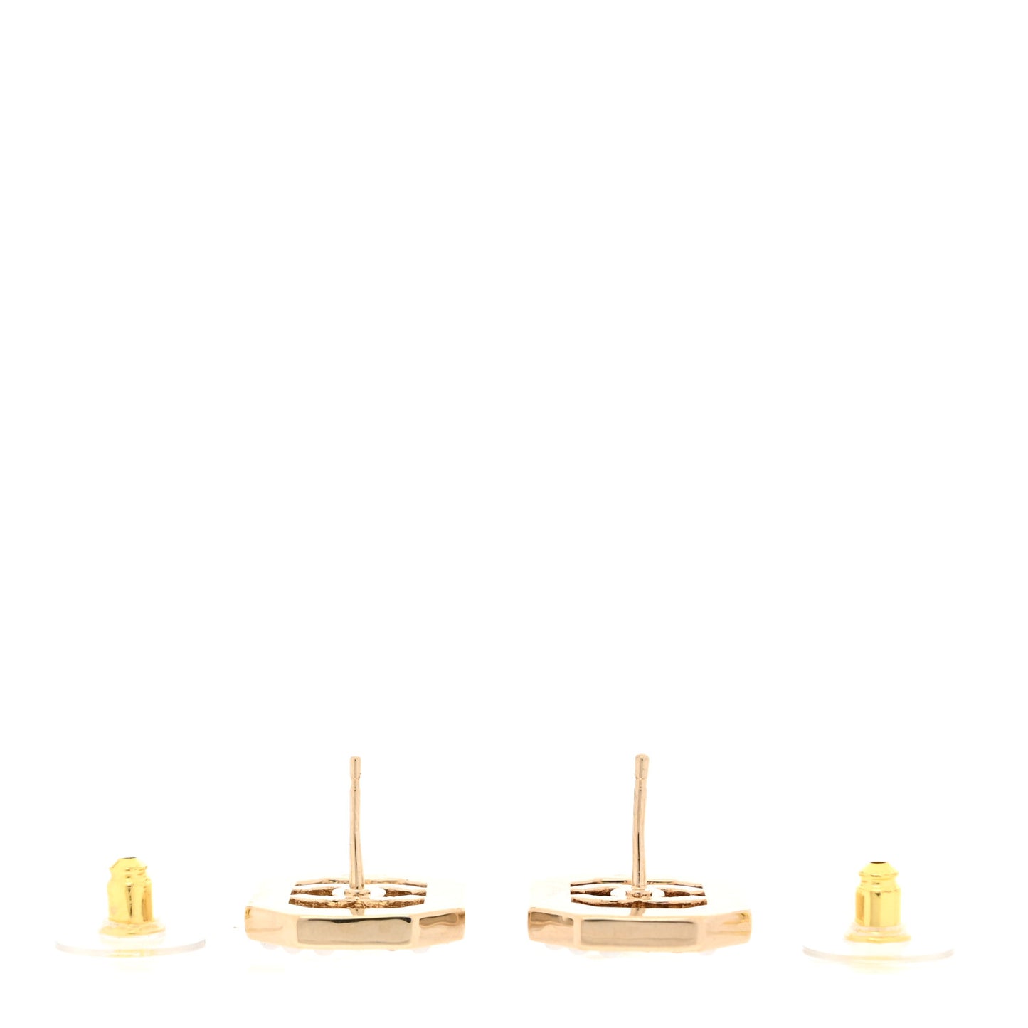 Crystal Pearl CC Geometric Earrings Gold