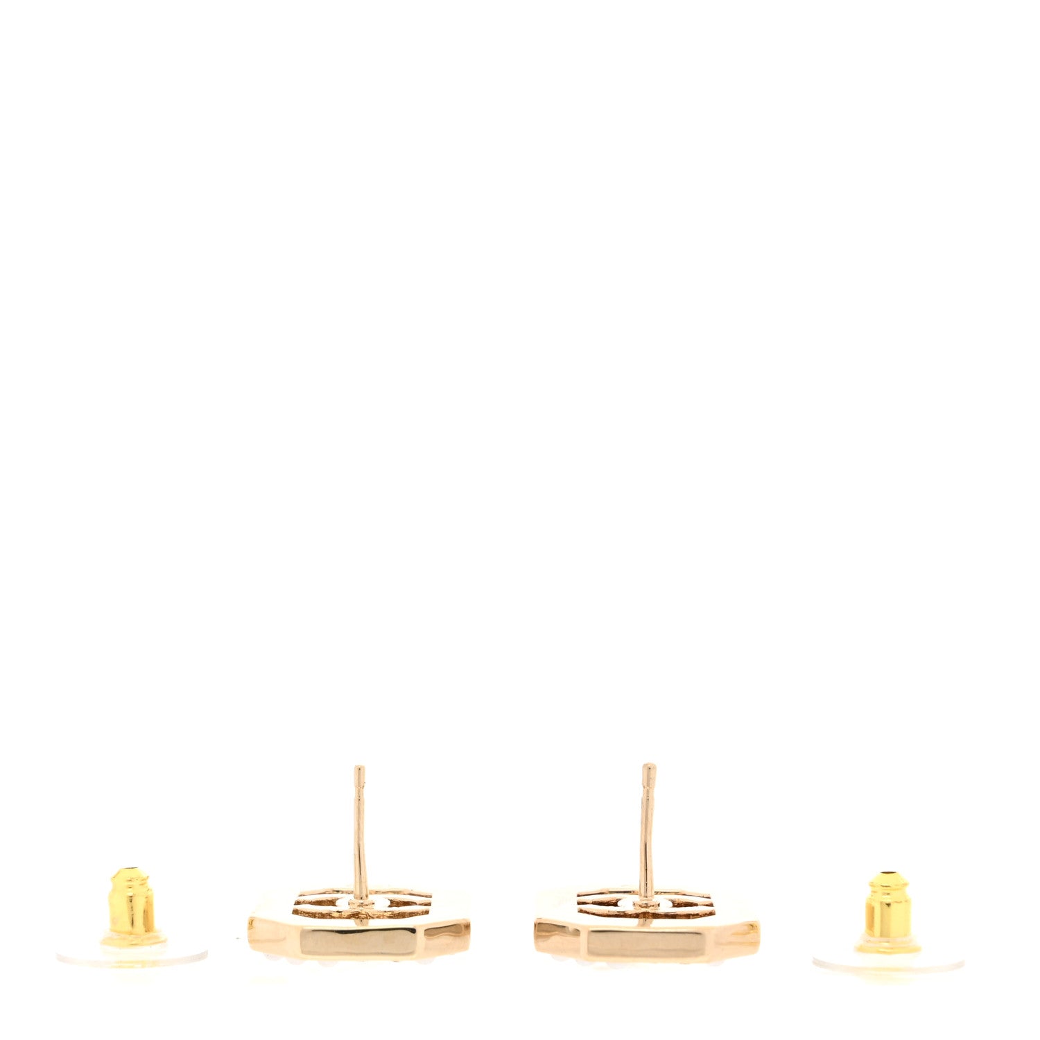 Chanel Crystal Pearl CC Geometric Earrings Gold 3 of 6