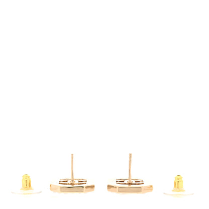 Chanel Crystal Pearl CC Geometric Earrings Gold 3 of 6