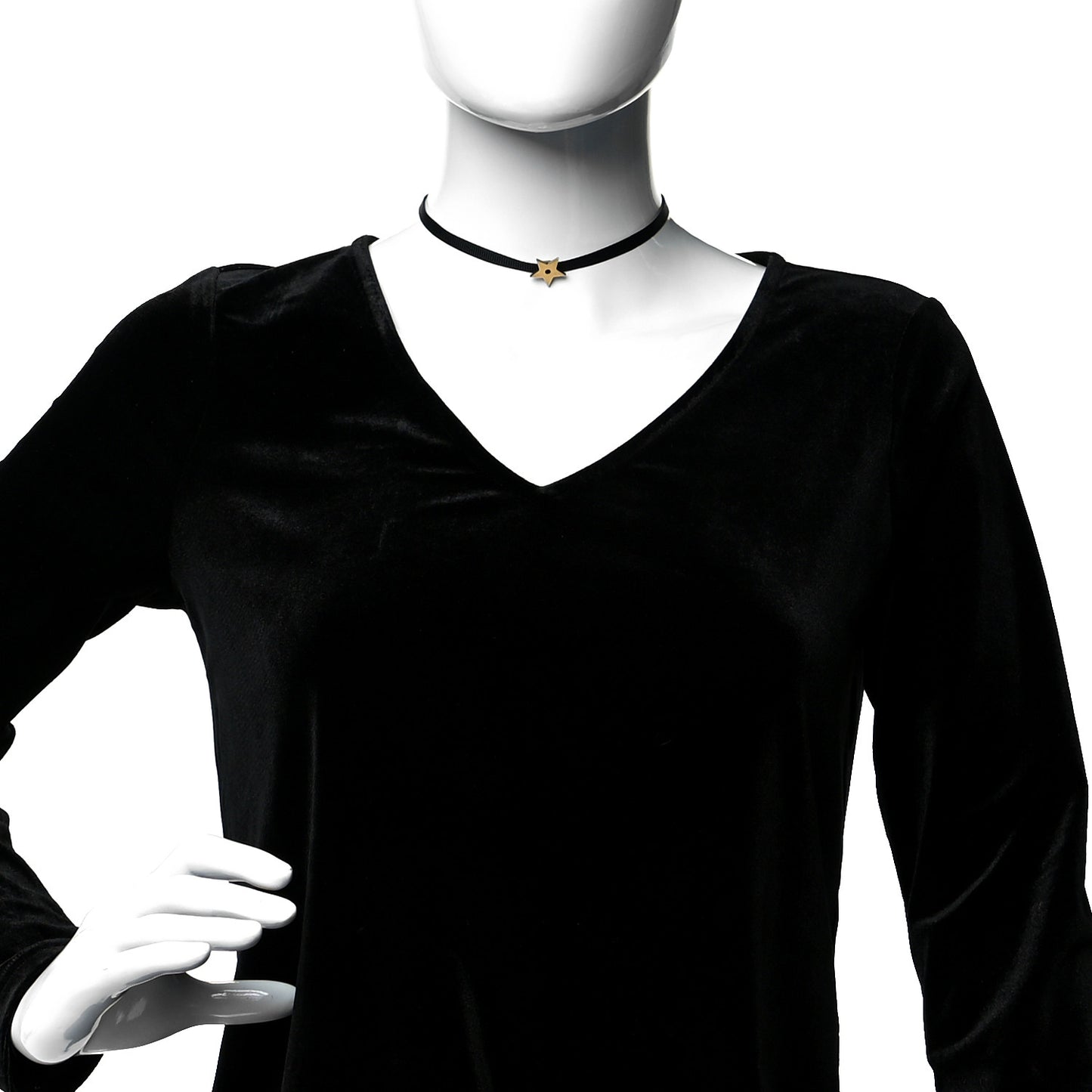 Grosgrain Ribbon Star Choker Necklace Black