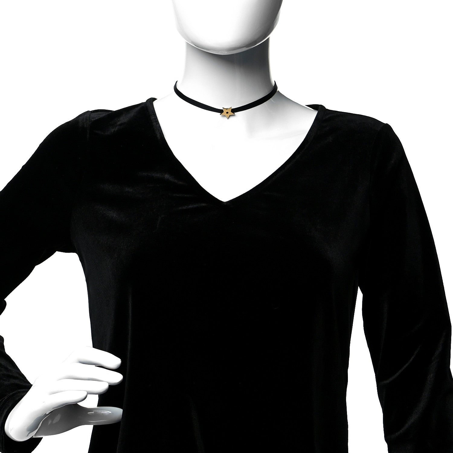 Christian Dior Grosgrain Ribbon Star Choker Necklace Black 2 of 5