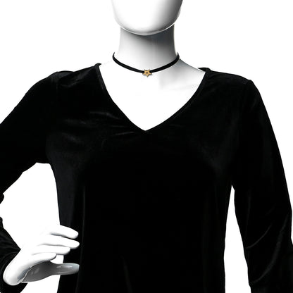 Christian Dior Grosgrain Ribbon Star Choker Necklace Black 2 of 5