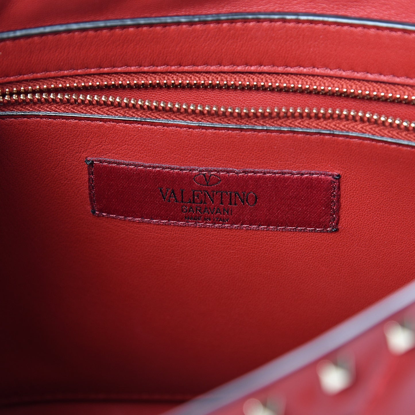 Lambskin Large Rockstud Spike Shoulder Bag Red