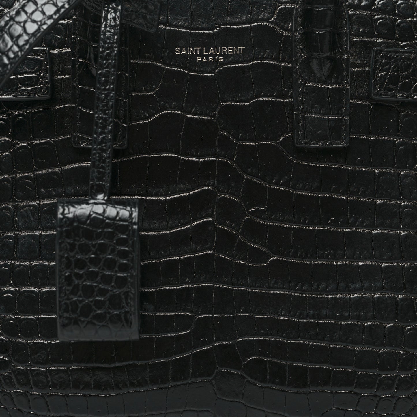 Calfskin Crocodile Embossed Nano Sac De Jour Black