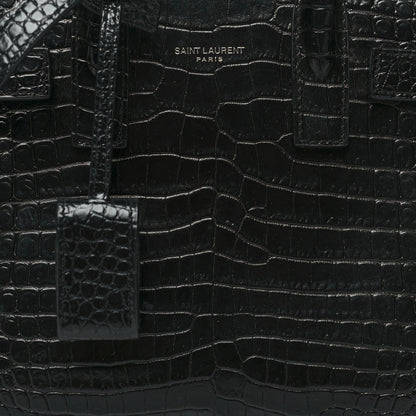 Saint Laurent Calfskin Crocodile Embossed Nano Sac De Jour Black 8 of 10