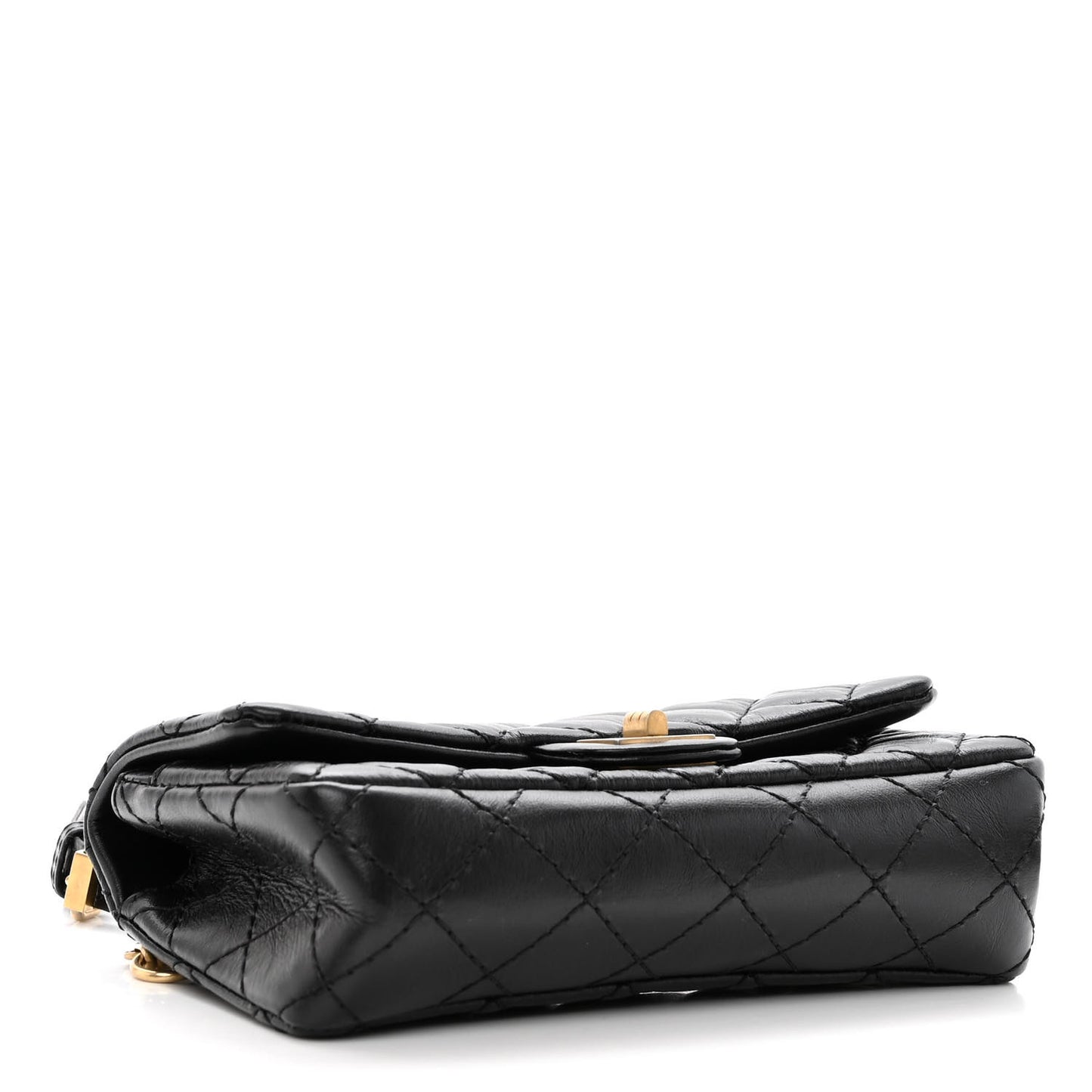 Aged Calfskin Quilted 2.55 Reissue Flap Belt Bag Clutch Black