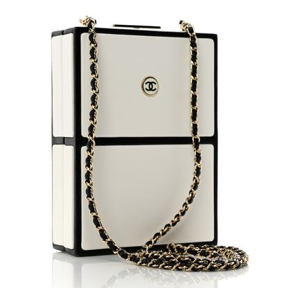 Chanel Lambskin No. 5 Perfume Box Evening Clutch White Black 2 of 12