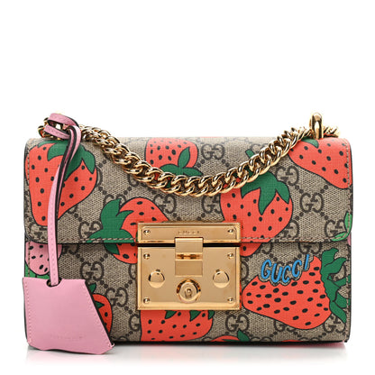 Gucci GG Supreme Monogram Strawberry Small Padlock Shoulder Bag 1 of 13