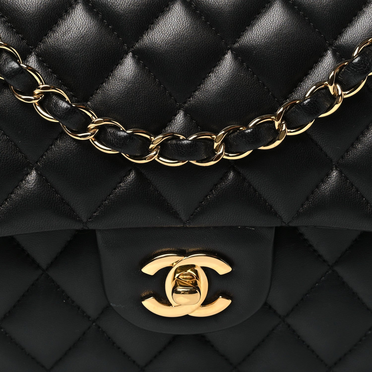 Chanel Lambskin Quilted Medium Double Flap Black 8 of 11